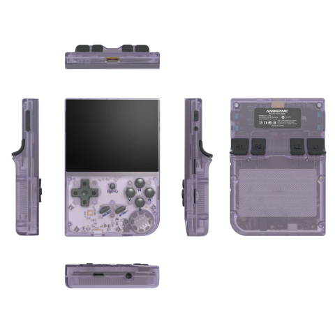 Consola retro ANBERNIC RG35XX 64GB cu jocuri, quad core Cortex-A53 1.5GHz, 1GB LPDDR4, IPS LCD 3.5" 640x480 4:3, acumulator 2600 mAh, mov transparent, portabila [15]