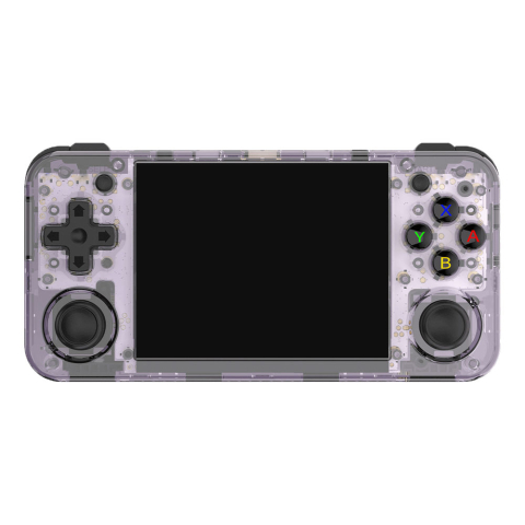 Consola retro ANBERNIC RG35XX H 64GB cu jocuri, stock OS, quad core 1.5GHz, 1GB LPDDR4, IPS LCD 3.5" 640x480, 3300 mAh, WiFi 5, Bluetooth 4.2, portabila, mov transparent [1]
