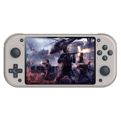 Console Retro - Consola retro DATA FROG M17 64GB cu jocuri, quad core Cortex-A7 1.2GHz, GPU Mali-400 MP2 500MHz, 256MB LPDDR3, 4.3" IPS 480x272 16:9, acumulator 1800 mAh, crem, portabila