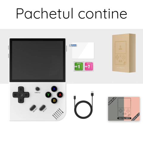Consola retro portabila ANBERNIC RG35XX PLUS 64GB cu jocuri, quad core 1.5GHz, 1GB LPDDR4, IPS LCD 3.5" 640x480, 3300 mAh, WiFi 5, Bluetooth 4.2, alba [3]