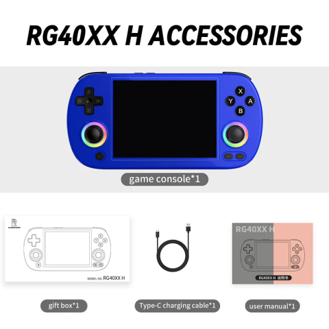 Consola retro portabila ANBERNIC RG40XX H cu jocuri, quad core Cortex-A53 1.5GHz, 1GB LPDDR4, IPS LCD 4" 640x480, 3200 mAh, WiFi 5, Bluetooth 4.2, albastru [5]