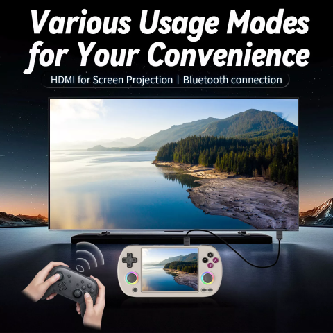 Consola retro portabila ANBERNIC RG40XX H cu jocuri, quad core Cortex-A53 1.5GHz, 1GB LPDDR4, IPS LCD 4" 640x480, 3200 mAh, WiFi 5, Bluetooth 4.2, gri [8]