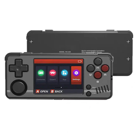 Consola retro portabila Miyoo A30 cu jocuri incluse, 4-core 1.5GHz, 512MB, IPS LCD 2.8" 640x480, 2600mAh, negru [1]