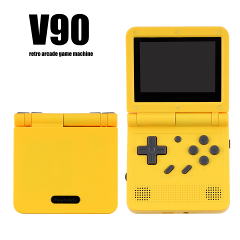 Consola retro portabila Powkiddy V90 64GB cu jocuri, IPS LCD 2.8" 320x240, BL-5C 1200 mAh, Miyoo CFW, galben, cu clapita [4]