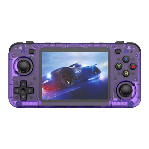 Gaming - Consola retro portabila R36H 64GB cu jocuri, quad core Cortex-A53 1.5GHz, 1GB DDR3, IPS LCD 3.5" 640x480, 3000 mAh, mov transparent