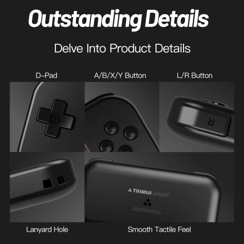 Consola retro portabila TRIMUI Smart 64GB cu jocuri, Cortex-A7 1.2GHz, 128MB LPDDR4, IPS LCD 2.4" 320x240, 1000 mAh, WiFi 4, Bluetooth 4.0, negru [3]