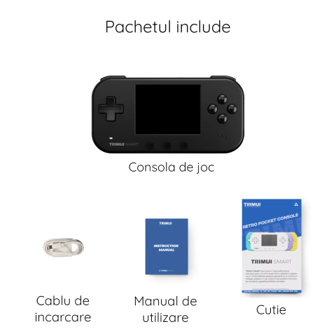Consola retro portabila TRIMUI Smart 64GB cu jocuri, Cortex-A7 1.2GHz, 128MB LPDDR4, IPS LCD 2.4" 320x240, 1000 mAh, WiFi 4, Bluetooth 4.0, negru [9]