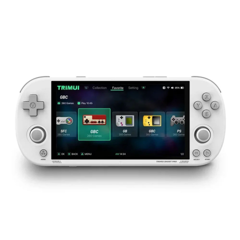 Consola retro portabila TRIMUI Smart Pro cu jocuri, quad core Cortex-A35 1.8GHz, 1GB LPDDR4, IPS LCD 4.96" 1280x720, 5000 mAh, WiFi 5, alb [1]