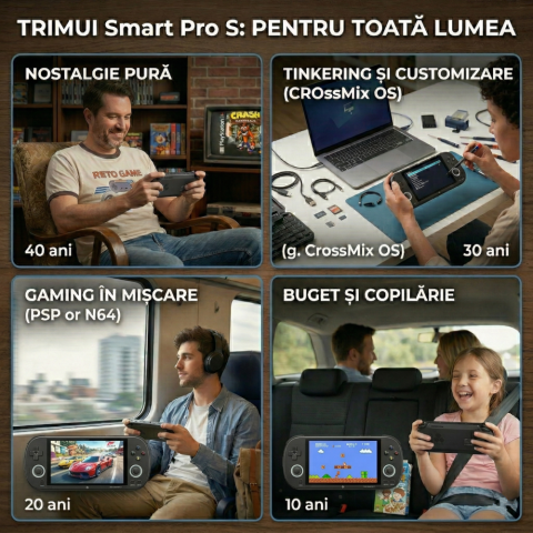 Consola retro portabila TRIMUI Smart Pro S, Allwinner A523 2GHz, 1GB LPDDR4X, IPS LCD 4.96" 1280x720, 5000 mAh, WiFi 6, Bluetooth 5.4, negru [6]