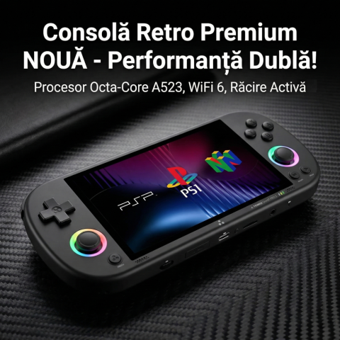 Consola retro portabila TRIMUI Smart Pro S, Allwinner A523 2GHz, 1GB LPDDR4X, IPS LCD 4.96" 1280x720, 5000 mAh, WiFi 6, Bluetooth 5.4, negru [1]