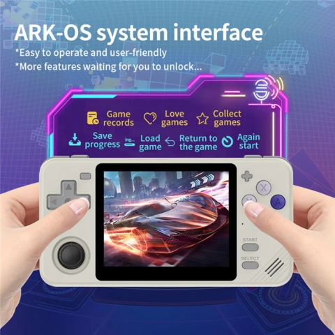 Consola retro Powkiddy RGB10X 64GB cu jocuri, quad core Cortex-A35 1.5GHz, 1GB RAM, IPS LCD 3.5" 640x480 4:3, acumulator 2800 mAh, gri, portabila [6]