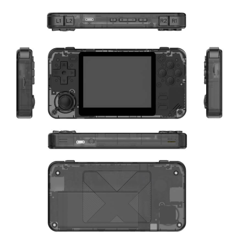 Consola retro Powkiddy RGB10X 64GB cu jocuri, quad core Cortex-A35 1.5GHz, 1GB RAM, IPS LCD 3.5" 640x480 4:3, acumulator 2800 mAh, neagra, portabila [1]