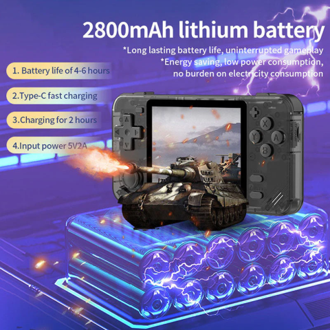 Consola retro Powkiddy RGB10X 64GB cu jocuri, quad core Cortex-A35 1.5GHz, 1GB RAM, IPS LCD 3.5" 640x480 4:3, acumulator 2800 mAh, neagra, portabila [5]
