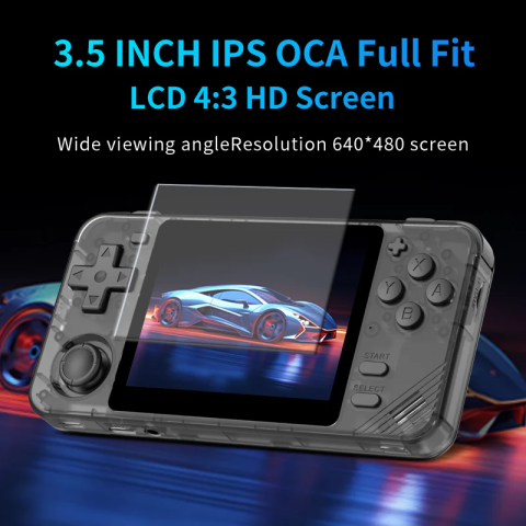 Consola retro Powkiddy RGB10X 64GB cu jocuri, quad core Cortex-A35 1.5GHz, 1GB RAM, IPS LCD 3.5" 640x480 4:3, acumulator 2800 mAh, neagra, portabila [3]