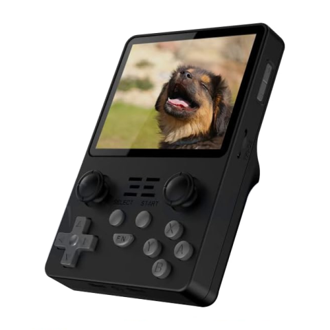 Console Retro - Consola retro POWKIDDY RGB20S 64GB cu jocuri, 4-core 1.5GHz, 1GB DDR3, IPS LCD 3.5" 640x480, 3500 mAh, negru, portabila