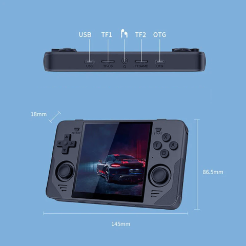 Consola retro Powkiddy RGB30 128GB cu jocuri incluse, quad core Cortex-A55 1.8GHz, 1GB LPDDR4, IPS LCD 4.0" 720x720, 4100mAh, albastra, portabila [8]