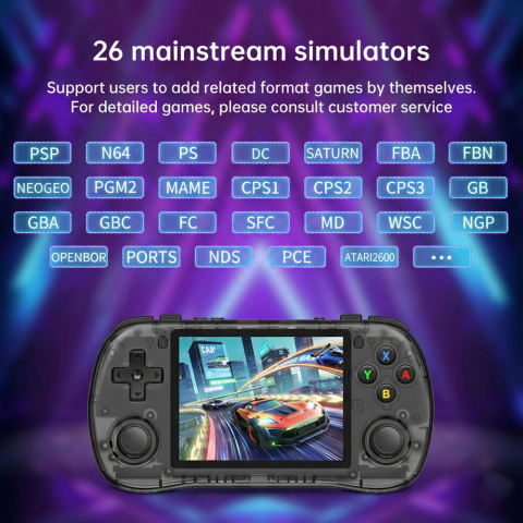Consola retro Powkiddy X35H 64GB cu jocuri, quad core Cortex-A55 2.0GHz, 1GB RAM, IPS LCD 3.5" 640x480 4:3, acumulator 3000 mAh, bluetooth, neagra, portabila [5]