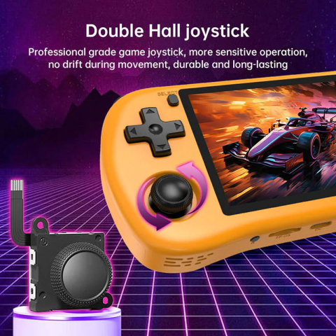 Consola retro Powkiddy X35H 64GB cu jocuri, quad core Cortex-A55 2.0GHz, 1GB RAM, IPS LCD 3.5" 640x480 4:3, acumulator 3000 mAh, bluetooth, portocalie, portabila [4]
