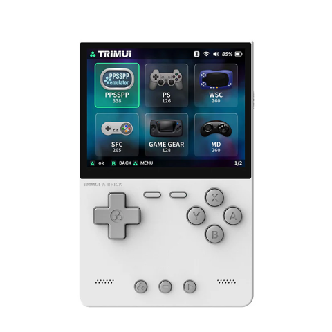 Consola retro TRIMUI Brick 64GB cu jocuri, quad core Cortex-A53 2.0GHz, 1GB RAM, IPS LCD 3.2" 1024x768 4:3, acumulator 3000 mAh, WiFi, Bluetooth, alba, portabila [2]