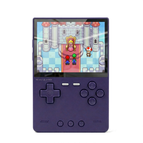 Gaming - Consola retro TRIMUI Brick 64GB cu jocuri, quad core Cortex-A53 2.0GHz, 1GB RAM, IPS LCD 3.2" 1024x768 4:3, acumulator 3000 mAh, WiFi, Bluetooth, indigo, portabila