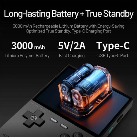 Consola retro TRIMUI Brick 64GB cu jocuri, quad core Cortex-A53 2.0GHz, 1GB RAM, IPS LCD 3.2" 1024x768 4:3, acumulator 3000 mAh, WiFi, Bluetooth, rosu, portabila [3]