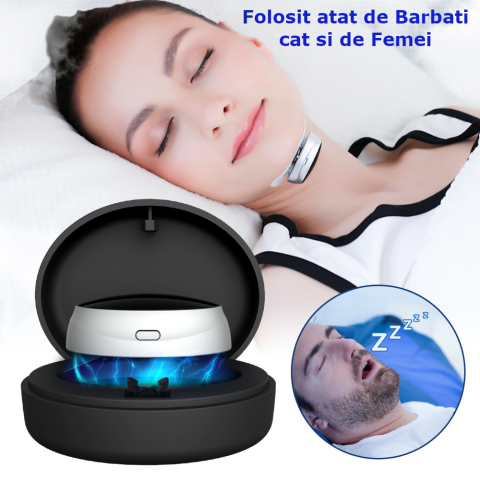 Dispozitiv Inteligent Anti-Sforait Clavi, Portabil, Tehnologie EMS, Imbunatateste Calitatea Somnului, Detecteaza Sforaitul, Regleaza Ritmul Respiratiei, Amelioreaza Apneea, USB, Negru [3]