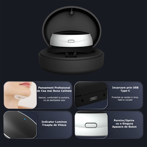 Dispozitiv Inteligent Anti-Sforait Clavi, Portabil, Tehnologie EMS, Imbunatateste Calitatea Somnului, Detecteaza Sforaitul, Regleaza Ritmul Respiratiei, Amelioreaza Apneea, USB, Negru [10]