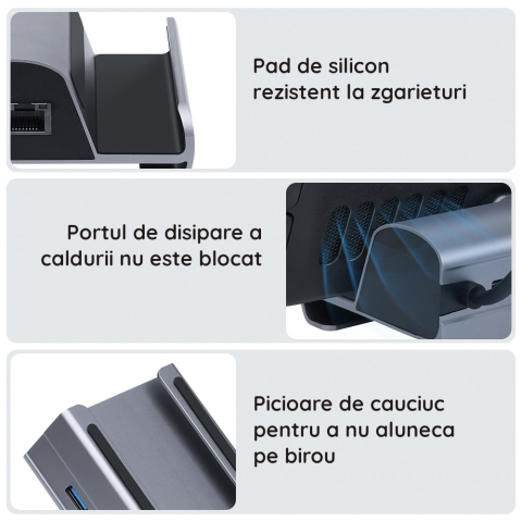 Docking Station Bakeey pentru Steam Deck, 3 x USB 3.0, HDMI 4K@60Hz, Gigabit Ethernet 1000Mbps si PD Hub de 60W [3]