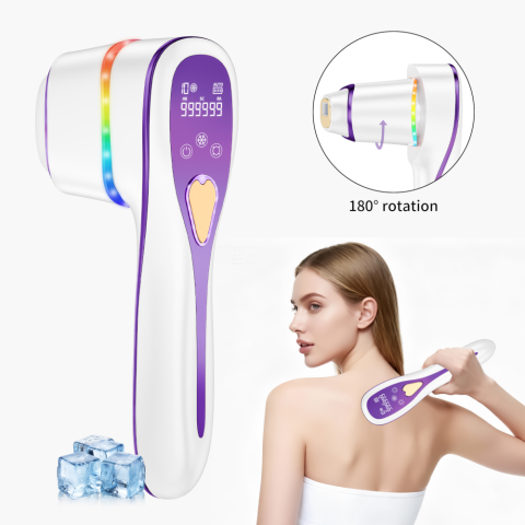 Ingrijire personala - Epilator IPL 3 IN 1, Premium Clavi, Epilare Definitiva fara Durere, Inovatie Cap Rotativ 180°, 10 Nivele de Intensitate, Tehnologie Ice-Cooling, Senzor Piele cu Lumina LED, Alb/Mov