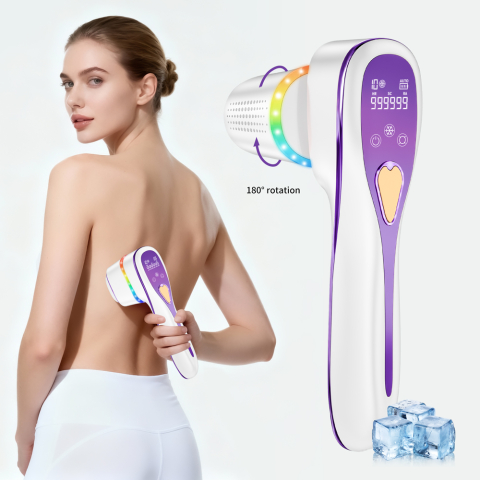 Epilator IPL 3 IN 1, Premium Clavi, Epilare Definitiva fara Durere, Inovatie Cap Rotativ 180°, 10 Nivele de Intensitate, Tehnologie Ice-Cooling, Senzor Piele cu Lumina LED, Alb/Mov [12]