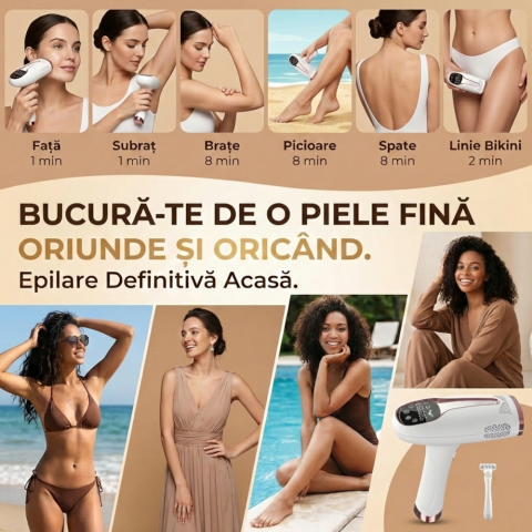 Epilator IPL Clavi, 999 999 Pulsatii, Epilare Definitiva, pentru Femei si Barbati, 5 Trepte de Intensitate, Indeparteaza Parul de pe Corp, Brate, Picioare, Axila, Facial si Inghinal, Alb [7]