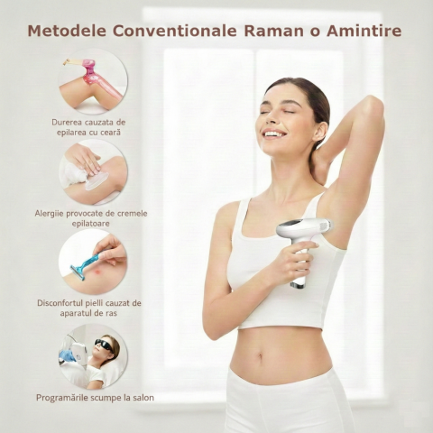 Epilator IPL Clavi, 999 999 Pulsatii, Epilare Definitiva, pentru Femei si Barbati, 5 Trepte de Intensitate, Indeparteaza Parul de pe Corp, Brate, Picioare, Axila, Facial si Inghinal, Alb [3]