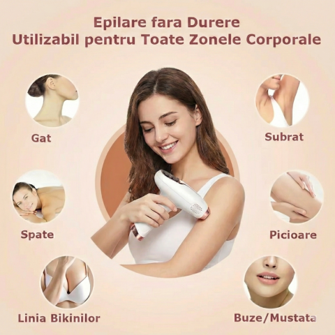 Epilator IPL Clavi, 999 999 Pulsatii, Epilare Definitiva, pentru Femei si Barbati, 5 Trepte de Intensitate, Indeparteaza Parul de pe Corp, Brate, Picioare, Axila, Facial si Inghinal, Alb [2]