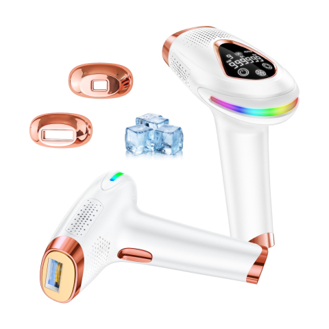 Ingrijire personala - Epilator IPL Clavi, Premium PRO, Functie ICE Cool cu Racire, Epilare Definitiva, Intinerire Piele, Reducere Acnee, 9 Trepte de Intensitate, 999 999 Pulsatii, 2 Capete de Schimb, Senzor Piele Led, Alb