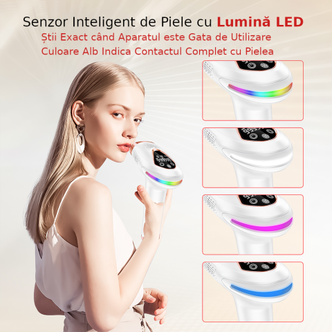 Epilator IPL Clavi, Premium PRO, Functie ICE Cool cu Racire, Epilare Definitiva, Intinerire Piele, Reducere Acnee, 9 Trepte de Intensitate, 999 999 Pulsatii, 2 Capete de Schimb, Senzor Piele Led, Alb [6]