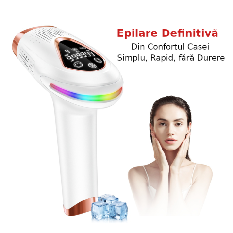 Epilator IPL Clavi, Premium PRO, Functie ICE Cool cu Racire, Epilare Definitiva, Intinerire Piele, Reducere Acnee, 9 Trepte de Intensitate, 999 999 Pulsatii, 2 Capete de Schimb, Senzor Piele Led, Alb [1]
