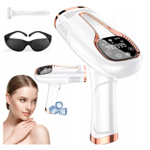 Epilatoare - Epilator IPL Clavi, Ultimate, Functie ICE Cool cu Racire, Epilare Definitiva, Intinerire Piele, Reducere Acnee, 9 Trepte de Intensitate, 999 999 Pulsatii, Senzor Piele, Alb Nature