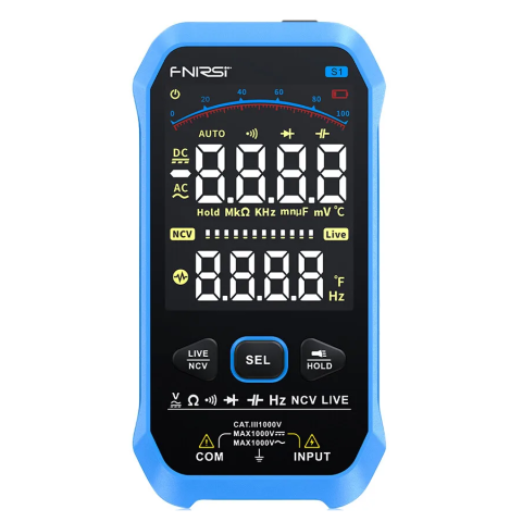 Aparate de masura si control - Multimetru digital FNIRSI S1, masoara tensiunea, intensitatea, rezistenta, capacitatea, temperatura, testarea continuitatii, portabil, precis, compact