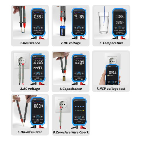Multimetru digital FNIRSI S1, masoara tensiunea, intensitatea, rezistenta, capacitatea, temperatura, testarea continuitatii, portabil, precis, compact [2]