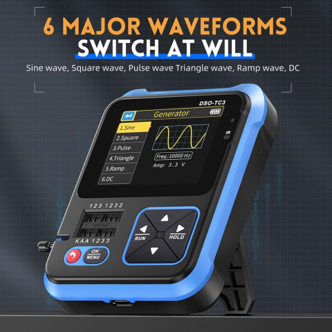 Osciloscop digital DSO-TC3 (High Profile), MOSMAOO®, Generator de semnal, Tester de tranzistori, Cu rol de multimetru, Masoara temperatura si umiditatea, Cu senzor infrarosu, Albastru [4]