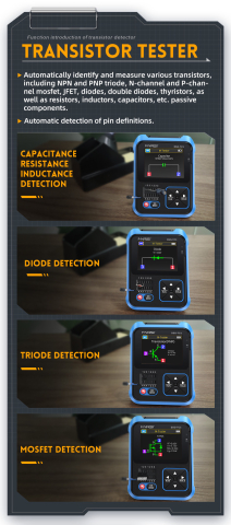 Osciloscop digital FNIRSI DSO-TC3 (Standard), cu rol de multimetru, generator de semnal, tester de tranzistori, masoara temperatura si umiditatea si cu senzor infrarosu [11]