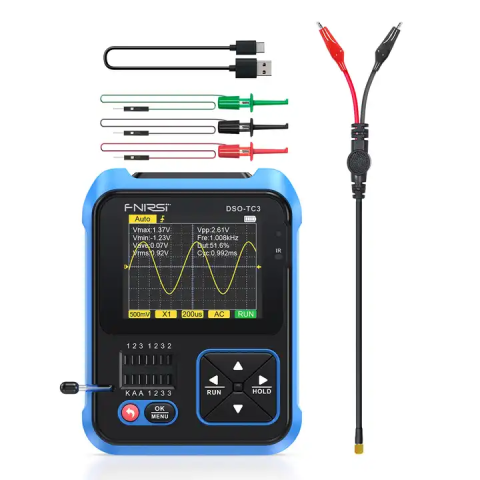Aparate de masura si control - Osciloscop digital FNIRSI DSO-TC3 (Standard), cu rol de multimetru, generator de semnal, tester de tranzistori, masoara temperatura si umiditatea si cu senzor infrarosu
