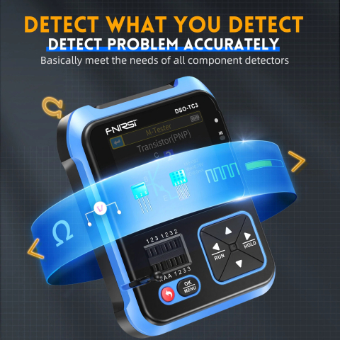 Osciloscop digital FNIRSI DSO-TC3 (Standard), cu rol de multimetru, generator de semnal, tester de tranzistori, masoara temperatura si umiditatea si cu senzor infrarosu [4]