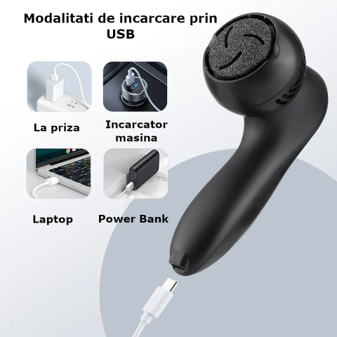 Pila Electrica pentru Talpi si Calcaie Clavi, cu 18 accesorii, Indepartare Piele Moarta si Bataturi, Afisaj Digital, Incarcare USB, Negru [8]