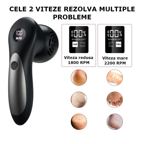 Pila Electrica pentru Talpi si Calcaie Clavi, cu 18 accesorii, Indepartare Piele Moarta si Bataturi, Afisaj Digital, Incarcare USB, Negru [4]