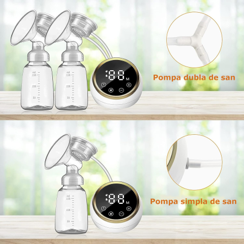 Pompa de San Electrica Dubla, Clavi, cu 2 Biberoane, Functie de Masaj, Afisaj Digital, 9 Nivele de Aspiratie, Fara BPA, Portabila, Alba [6]