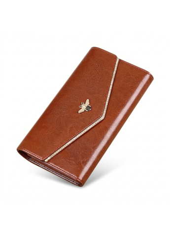 Fashion - Portofel Dama Clavi, din Piele Naturala, Protectie Anti-Furt RFID, Spatios, cu Accesoriu, Maro