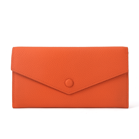 Portofele dama - Portofel Dama Clavi din Piele Naturala, Protectie RFID, Portocaliu, 19x10.5x3 cm