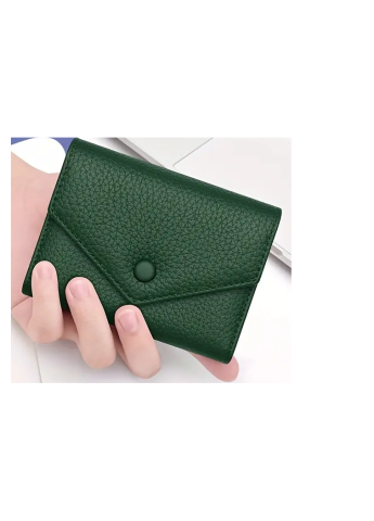 Portofel Dama Clavi, Piele Naturala, Protectie RFID, Verde-Inchis, 12x9x3 cm [2]