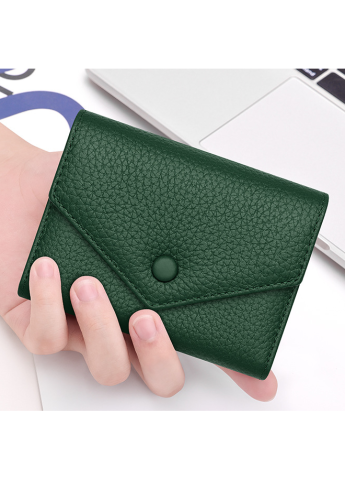 Portofele dama - Portofel Dama Clavi, Piele Naturala, Protectie RFID, Verde-Inchis, 12x9x3 cm